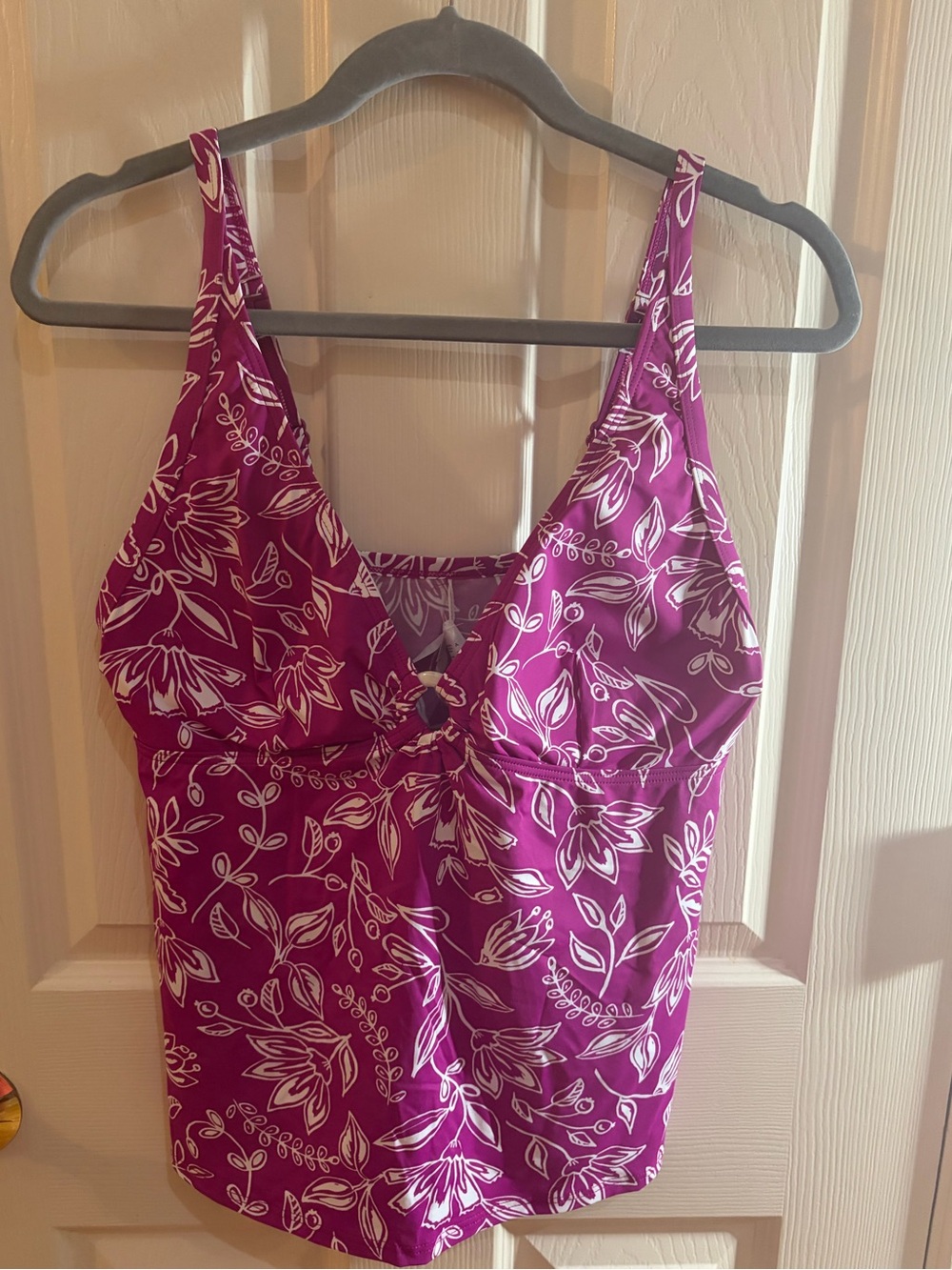 VENUS x LASCANA Floral Tankini Top Purple White Size 14 NWT